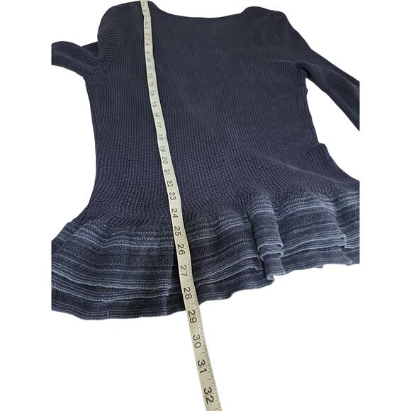 Lauren Ralph Lauren 100% Linen Peplum Cardigan Sweater Ruffle Blue Women’s Sz L - Picture 9 of 10